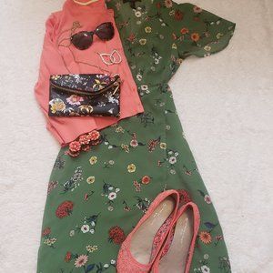 Forever 21 Green floral spring dress